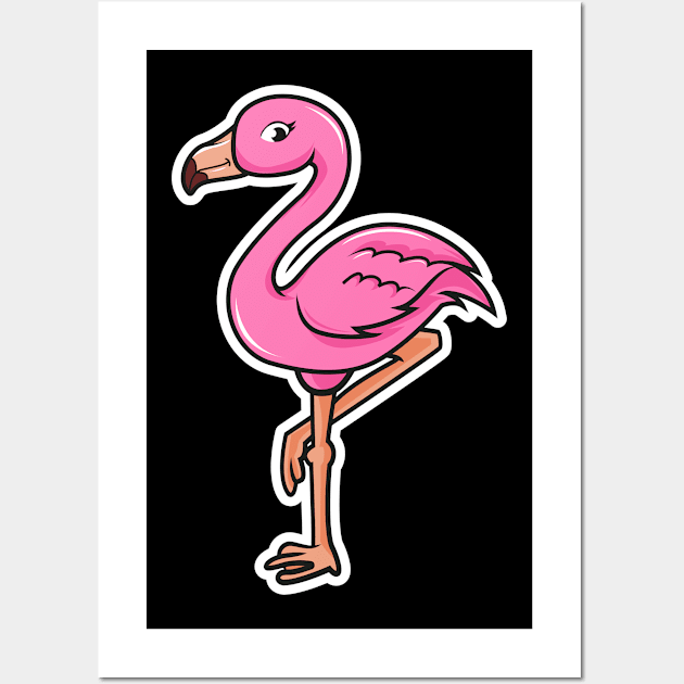 Flamingo Cartoon Wall Art by MyBeautifulFiles